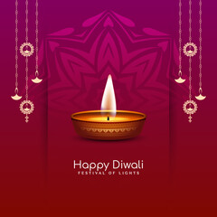 Happy Diwali traditional festival artistic background with diya