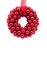 Red christmas bauble wreath. Also looks good in other colors.