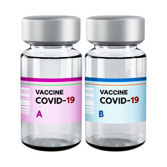 Two COVID-19 VACCINE ampoule isolated ,transparent background