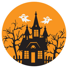 Halloween haunted house vector cartoon illustration