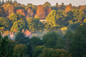 Autumn is coming at Harrisons Rocks on the high weald near Groombridge on the East Sussex Kent...