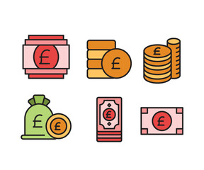 pound sterling money icons set