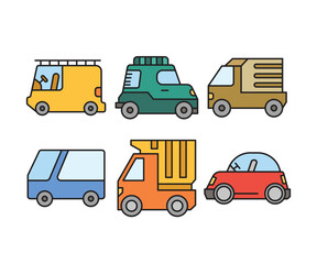 car and transportation icons set vector illustration
