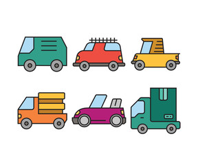 car and transportation icons set vector illustration
