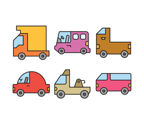car and transportation icons set vector illustration