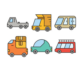 car and transportation icons set vector illustration