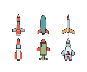 missile and rocket icons set vector illustration