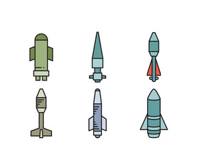 missile and rocket icons set vector illustration