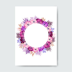 Circle frame made with flowers.