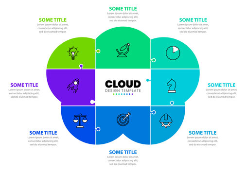 Infographic Template. Puzzle Cloud With 8 Steps