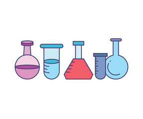laboratory glassware, test tube and flask icons set