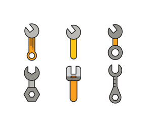 wrench tool icons set vector illustration