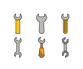wrench tool icons set vector illustration