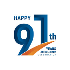 91th Anniversary Logo, Perfect logo design for anniversary celebration, vector illustration