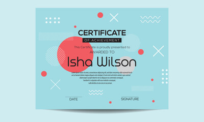 Certificate of Appreciation or achievement, geometric design template. Print ready designed for diploma, award, business, university, school, and corporate
