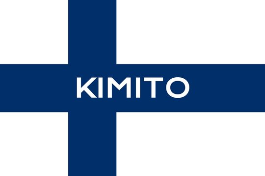Kimito: Name der finnischen Stadt Kimito in der Provinz Varsinais-Suomi auf der Flagge der Republik Finnland