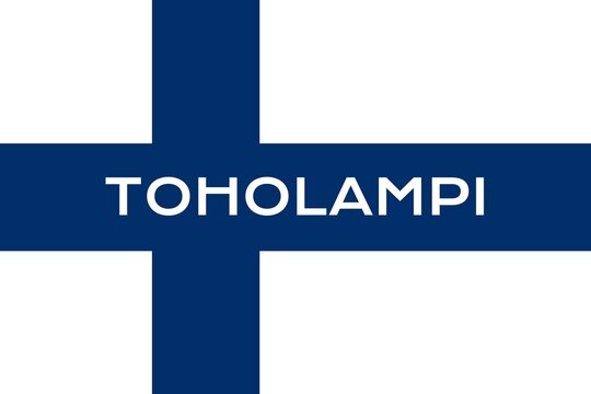 Toholampi: Name der finnischen Stadt Toholampi in der Provinz Keski-Pohjanmaa auf der Flagge der Republik Finnland