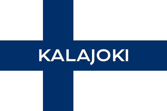 Kalajoki: Name der finnischen Stadt Kalajoki in der Provinz Pohjois-Pohjanmaa auf der Flagge der Republik Finnland