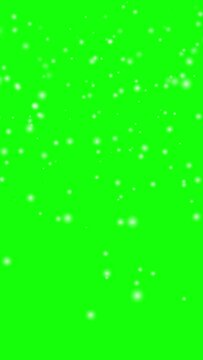 Falling snow in winter in green background, Chroma key, Animation, Christmas in December, Vertical video for smartphone footage	