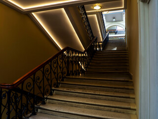 A beautiful staircase in a shopping mall.