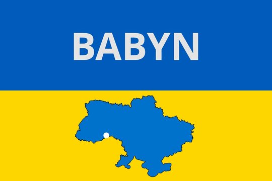 Babyn: Illustration mit dem Namen der ukrainischen Stadt Babyn