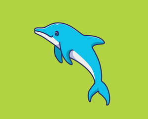 cute blue dolphin cartoon illustration