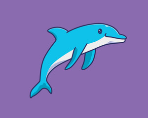 cute dolphin jumping cartoon illustration