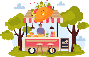 Taco Eatery Cartoon Background