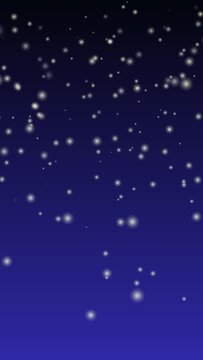 Falling snow in winter in blue background, Animation, Christmas in December, Vertical video for smartphone footage