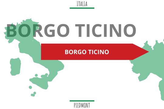 Borgo Ticino: Illustration mit dem Namen der italienischen Stadt Borgo Ticino