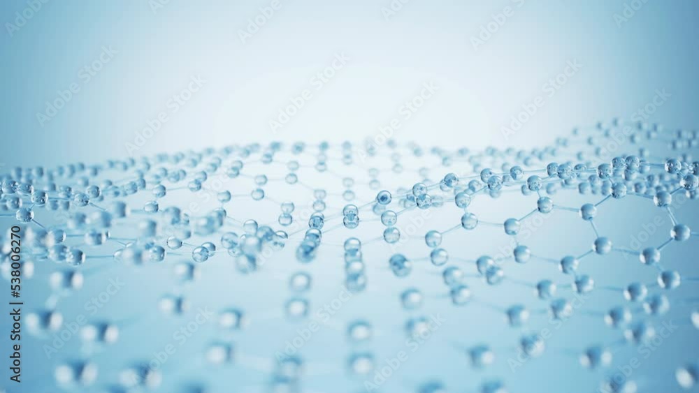 Aufkleber loop animation of molecule structure with hexagonal shape, 3d rendering.