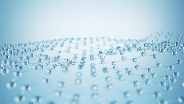 Loop animation of molecule structure with hexagonal shape, 3d rendering.
