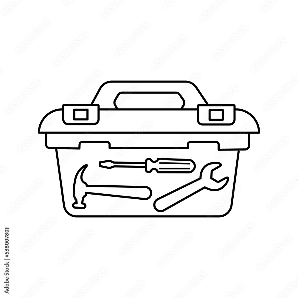 Aufkleber Tools Box line icon. concept web buttons. vector illustration. Outline design style