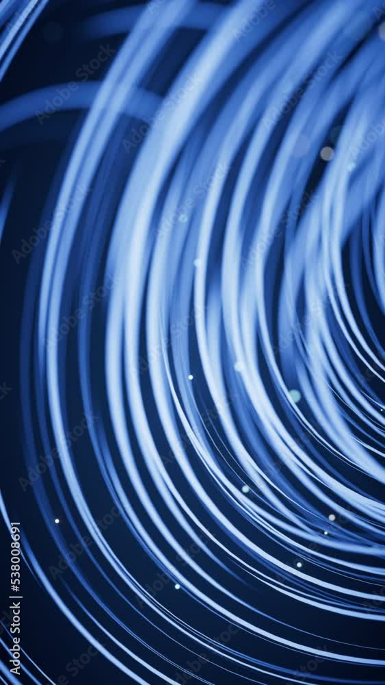 Poster flowing curves with glowing neon lines, 3d rendering.