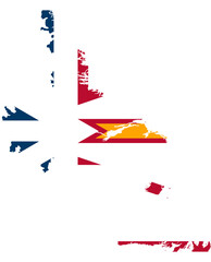 Newfoundland and Labrador Canada Map Flag. NL Canadian Outline Boundary Border Shape Province Flag Sign Symbol Geography Banner. Newfoundlander and Labradorian Transparent PNG Flattened JPG Flat JPEG