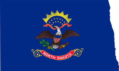 North Dakota USA Map Flag. ND US Outline Boundary Border Shape State Flag Sign Symbol Atlas Geography Banner. North Dakotan Transparent PNG Flattened JPG Flat JPEG