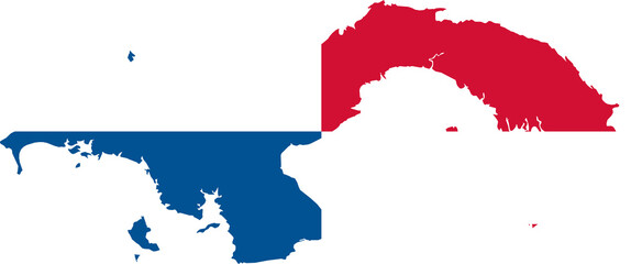 Fototapeta premium Panama Map Flag. Panamanian Border Boundary Country Shape Nation National Outline Atlas Flag Sign Symbol Banner. Transparent PNG Flattened JPG Flat JPEG