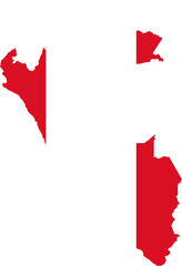 Peru Map Flag. Peruvian Border Boundary Country Shape Nation National Outline Atlas Flag Sign Symbol Banner. Transparent PNG Flattened JPG Flat JPEG