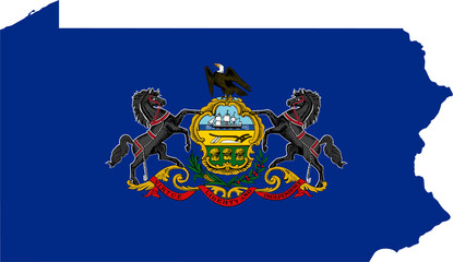 Pennsylvania USA Map Flag. PA US Outline Boundary Border Shape State Flag Sign Symbol Atlas Geography Banner. 	Pennsylvanian Transparent PNG Flattened JPG Flat JPEG