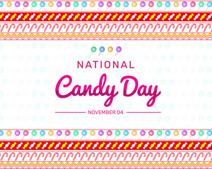 National Candy Day Wallpaper with colorful candies in the border and background. Day of candy backdrop design