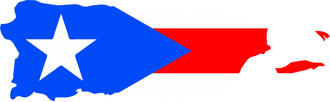 Puerto Rico Map Flag. Puerto Rican Border Boundary Country Shape Nation National Outline Atlas Flag Sign Symbol Banner. PR US USA Territory Caribbean Island Transparent PNG Flattened JPG Flat JPEG