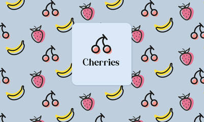 Fruit pattern. Cherry line icon.