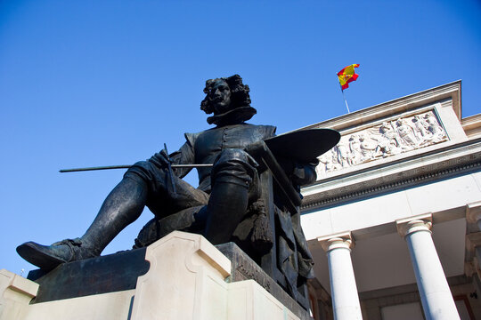Velazquez statue outside the Prado Museum in Madrid