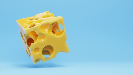 3d visualization of a cube of cheese