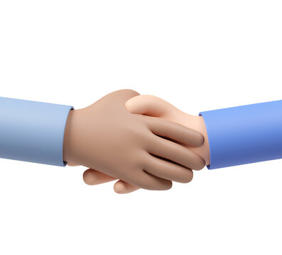 3d hand gestures icon cartoon handshake isolated on white background. 3d illustration render 