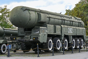 Fototapeta na wymiar Ballistic missile, which was in service in the USSR 