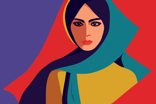 The image of an Iranian woman wearing a sheila. Iranian protests for women's freedom
