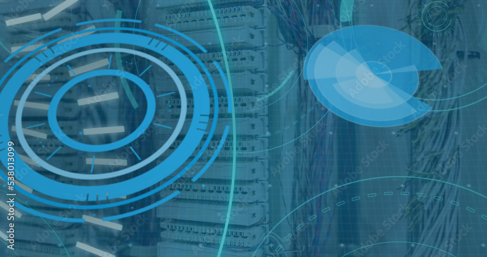 Poster image of scope scanning with 5g text and data processing over server room