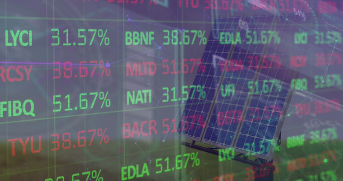 Image of data processing over solar panels