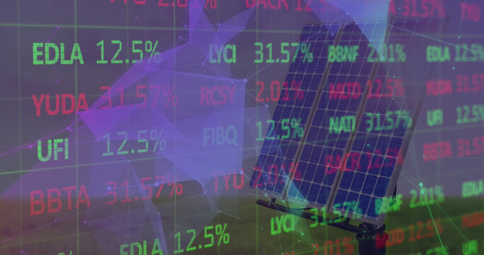 Image of data processing over solar panels